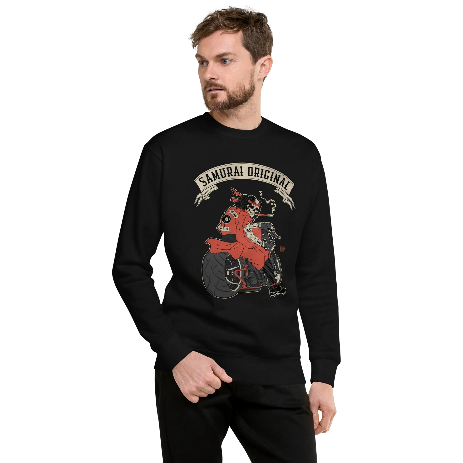 Samurai Choppers Biker Japanese Ukiyo-e Unisex Premium Sweatshirt - Samurai Original