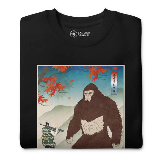 Samurai Hunts Sasquatch Japanese Ukiyo-e Unisex Premium Sweatshirt -