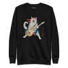 Cat Playing Guitar Japanese Ukiyo-e Unisex Premium Sweatshirt - Black / S