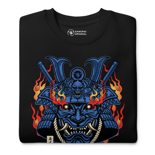 Samurai Mask with Fiery Eyes Ukiyo-e Unisex Premium Sweatshirt