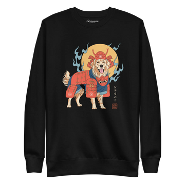 Golden Retriever Japanese Ukiyo-e Unisex Premium Sweatshirt - Black / S