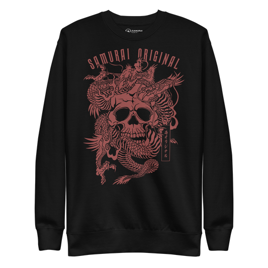 Dragon and Skull Japanese Ukiyo-e Unisex Premium Sweatshirt - Black / S