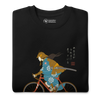 Onna Musha Riding Bicycle Japanese Ukiyo-e Unisex Premium Sweatshirt - Samurai Original