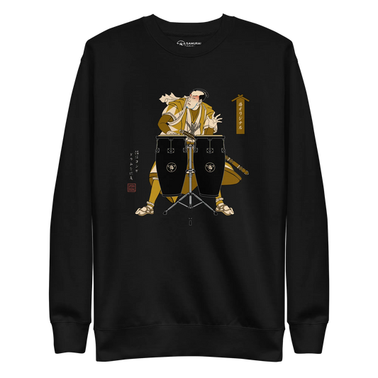 Samurai Playing the Conga Drums Ukiyo-e Unisex Premium Sweatshirt