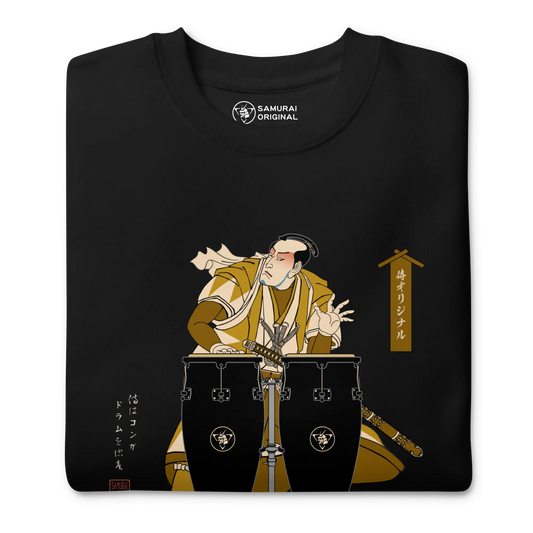 Samurai Playing the Conga Drums Ukiyo-e Unisex Premium Sweatshirt