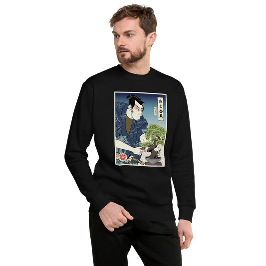 Samurai and Bonsai Tree Ukiyo-e Unisex Premium Sweatshirt