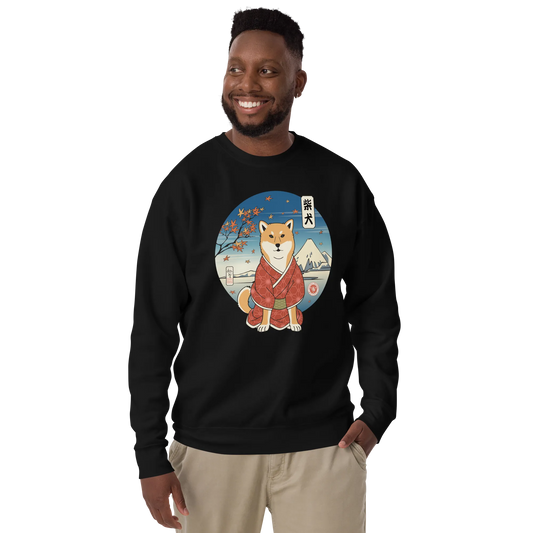 Dog Shiba Inu Samurai Ukiyo-e Funny Unisex Premium Sweatshirt