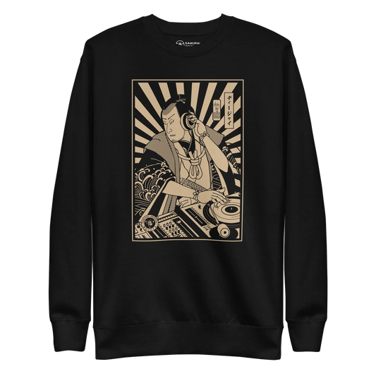 Samurai DJ 3 Turntable Music Ukiyo-e Unisex Premium Sweatshirt