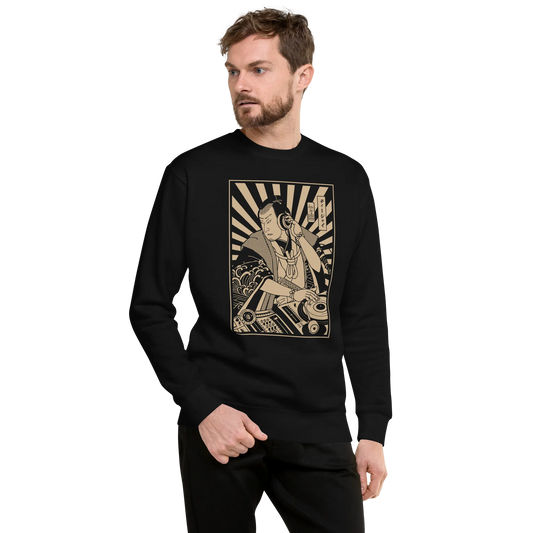 Samurai DJ 3 Turntable Music Ukiyo-e Unisex Premium Sweatshirt