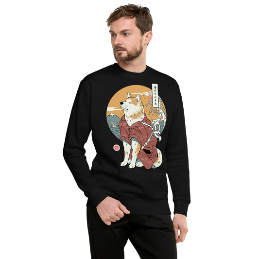 Samurai Dog Akita Best Friend Ukiyo-e Unisex Premium Sweatshirt