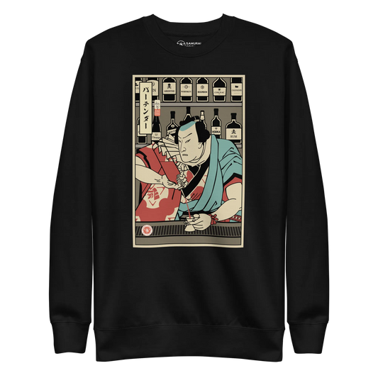 Samurai Bartender Wine Ukiyo-e Unisex Premium Sweatshirt