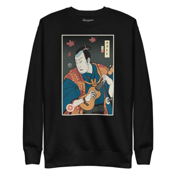 Samurai Ukulele String Instrument Ukiyo-e Unisex Premium Sweatshirt