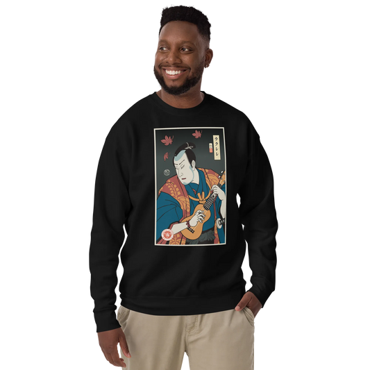 Samurai Ukulele String Instrument Ukiyo-e Unisex Premium Sweatshirt