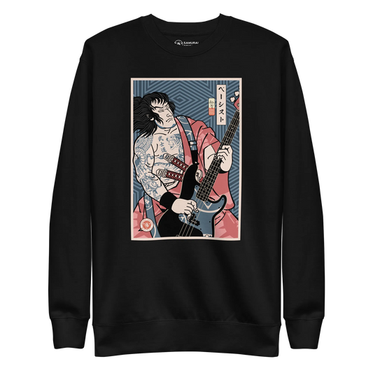 Samurai Bassist Player 5 Music Ukiyo-e Unisex Premium Sweatshirt