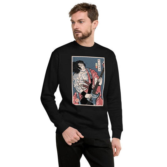 Samurai Bassist Player 5 Music Ukiyo-e Unisex Premium Sweatshirt