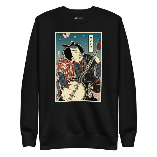 Samurai Banjo Player Music Ukiyo-e Unisex Premium Sweatshirt