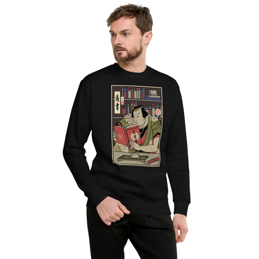 Samurai Reading Books Library Ukiyo-e Unisex Premium Sweatshirt