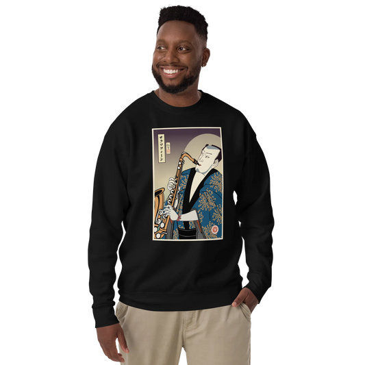 Samuai Saxophone Music Japanese Ukiyo-e Unisex Premium Sweatshirt