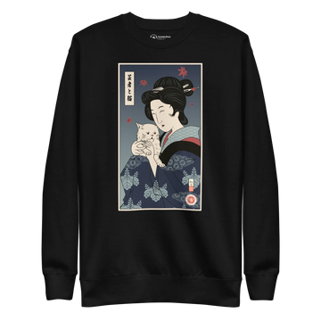 Geisha & Cat Ukiyo-e Unisex Premium Sweatshirt