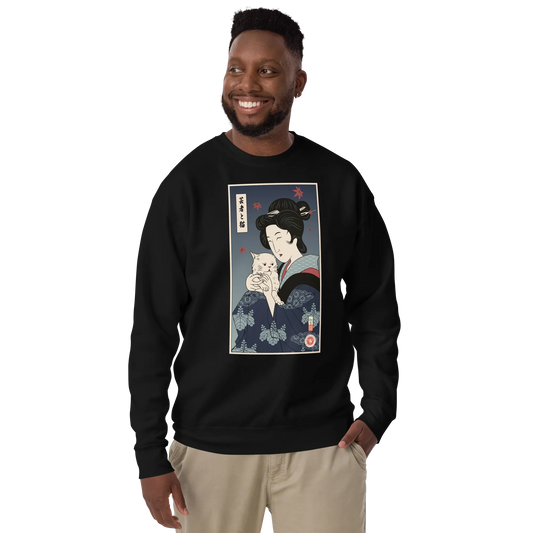 Geisha & Cat Ukiyo-e Unisex Premium Sweatshirt