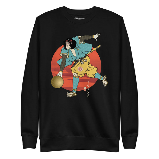 Samurai Play Bowling Ukiyo-e Unisex Premium Sweatshirt