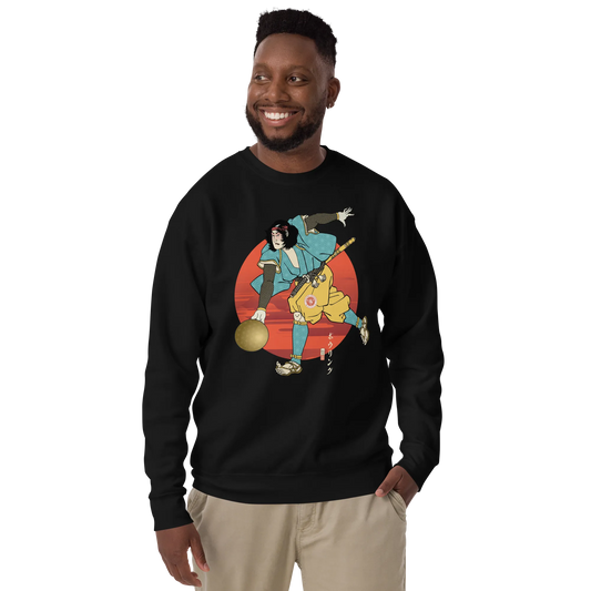 Samurai Play Bowling Ukiyo-e Unisex Premium Sweatshirt