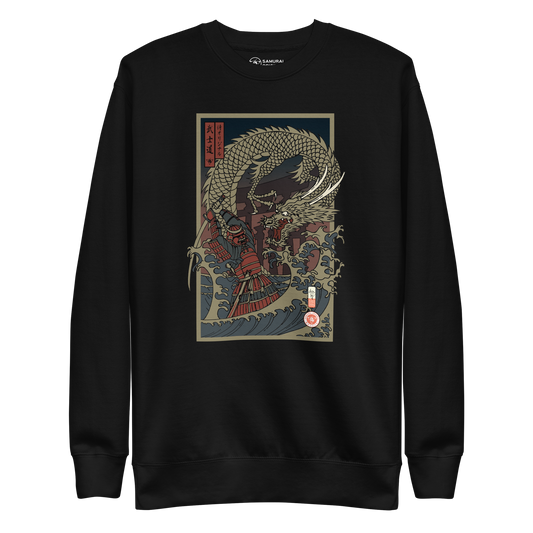 Samurai vs Dragon Warrior Ukiyo-e Unisex Premium Sweatshirt