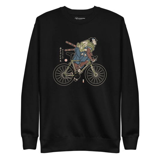 Samurai Bicycle Race Sport Ukiyo-e Unisex Premium Sweatshirt