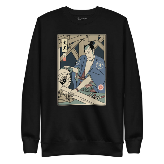 Samurai Carpenter Wood Artisan Ukiyo-e Unisex Premium Sweatshirt