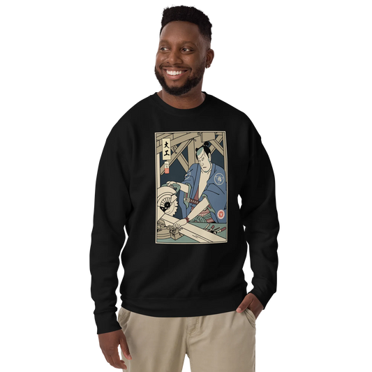 Samurai Carpenter Wood Artisan Ukiyo-e Unisex Premium Sweatshirt