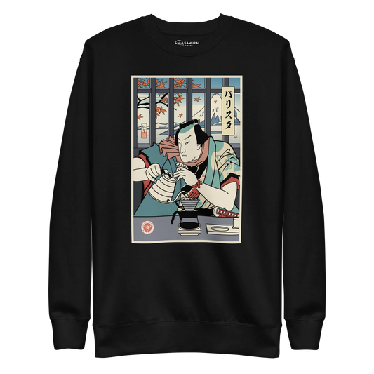 Samurai Barista Coffee Ukiyo-e Unisex Premium Sweatshirt