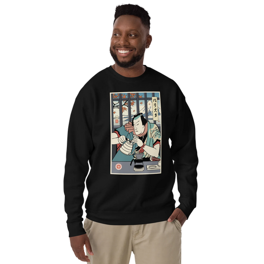 Samurai Barista Coffee Ukiyo-e Unisex Premium Sweatshirt