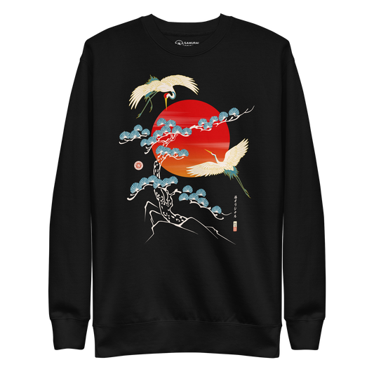 Crane Bird Ukiyo-e Unisex Premium Sweatshirt