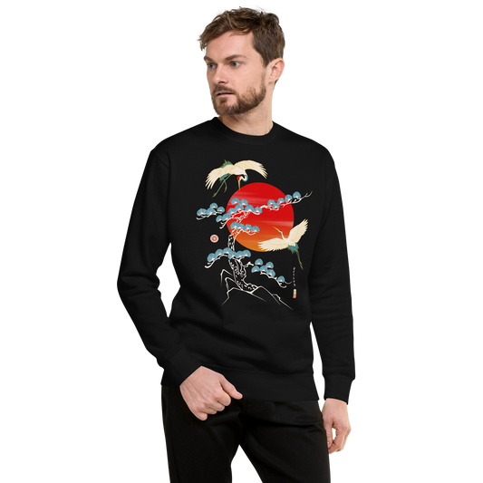 Crane Bird Ukiyo-e Unisex Premium Sweatshirt