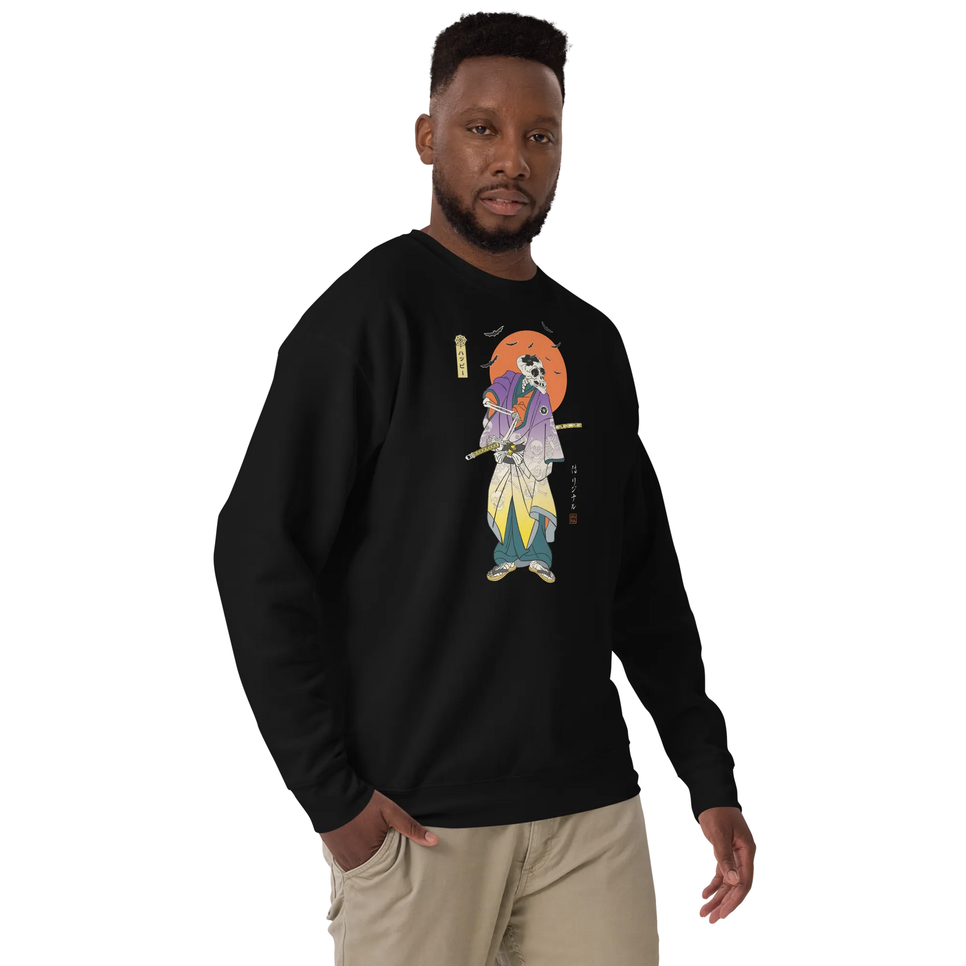 Halloween Samurai Skeleton Japanese Ukiyo-e Unisex Premium Sweatshirt -