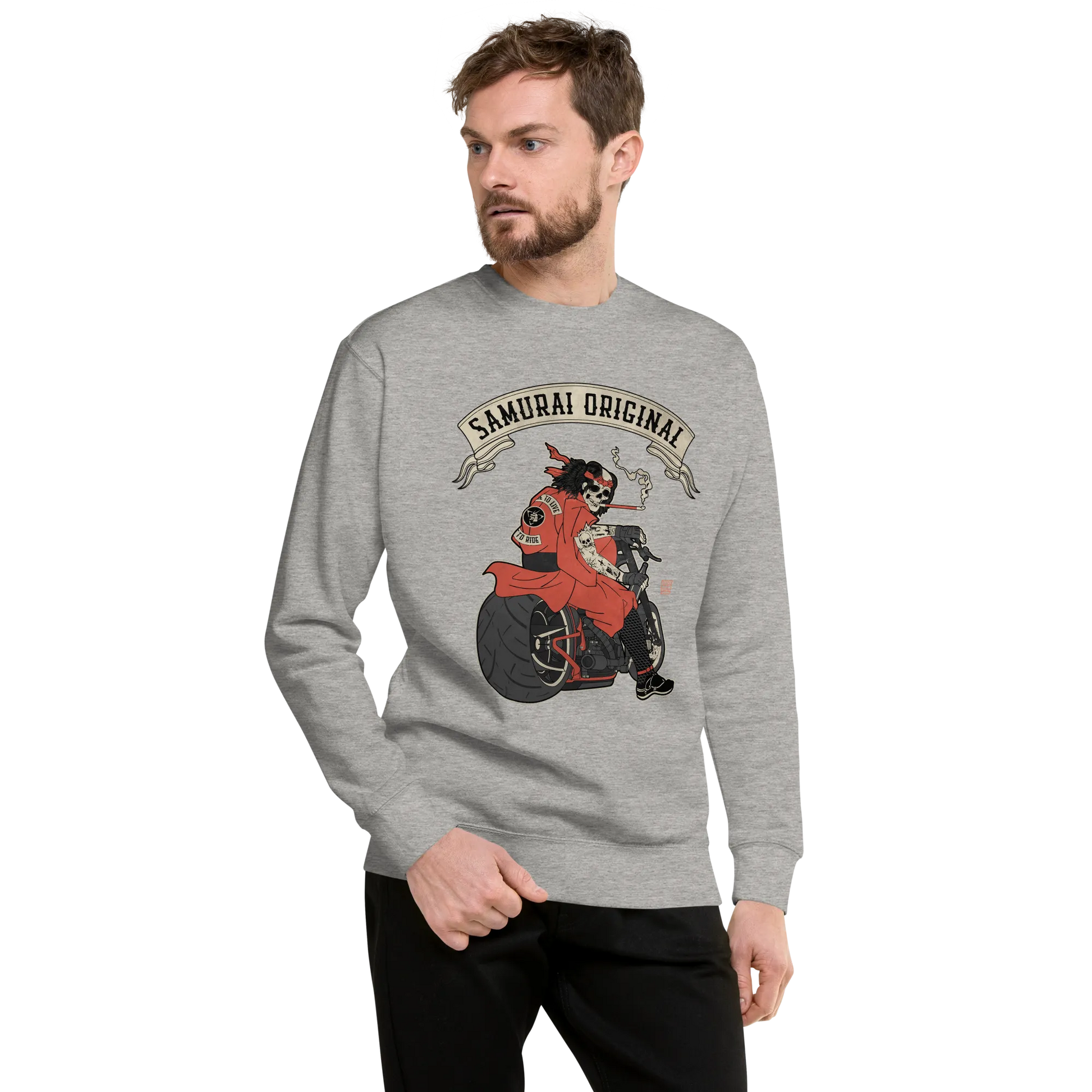 Samurai Choppers Biker Japanese Ukiyo-e Unisex Premium Sweatshirt - Samurai Original