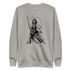 Female Samurai Sumi-e Japanese Ink Unisex Premium Sweatshirt - Carbon Grey / S