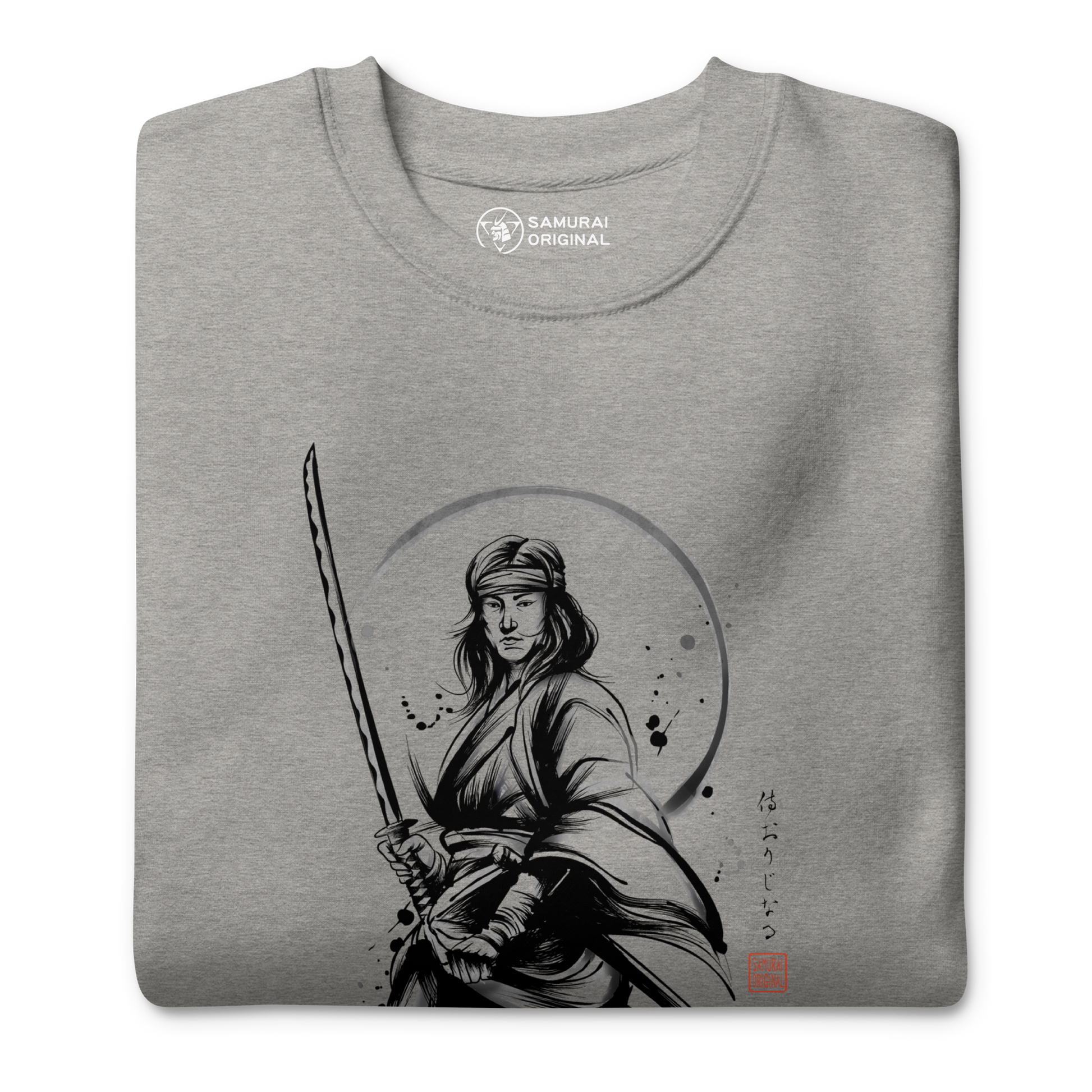 Female Samurai Sumi-e Japanese Ink Unisex Premium Sweatshirt -