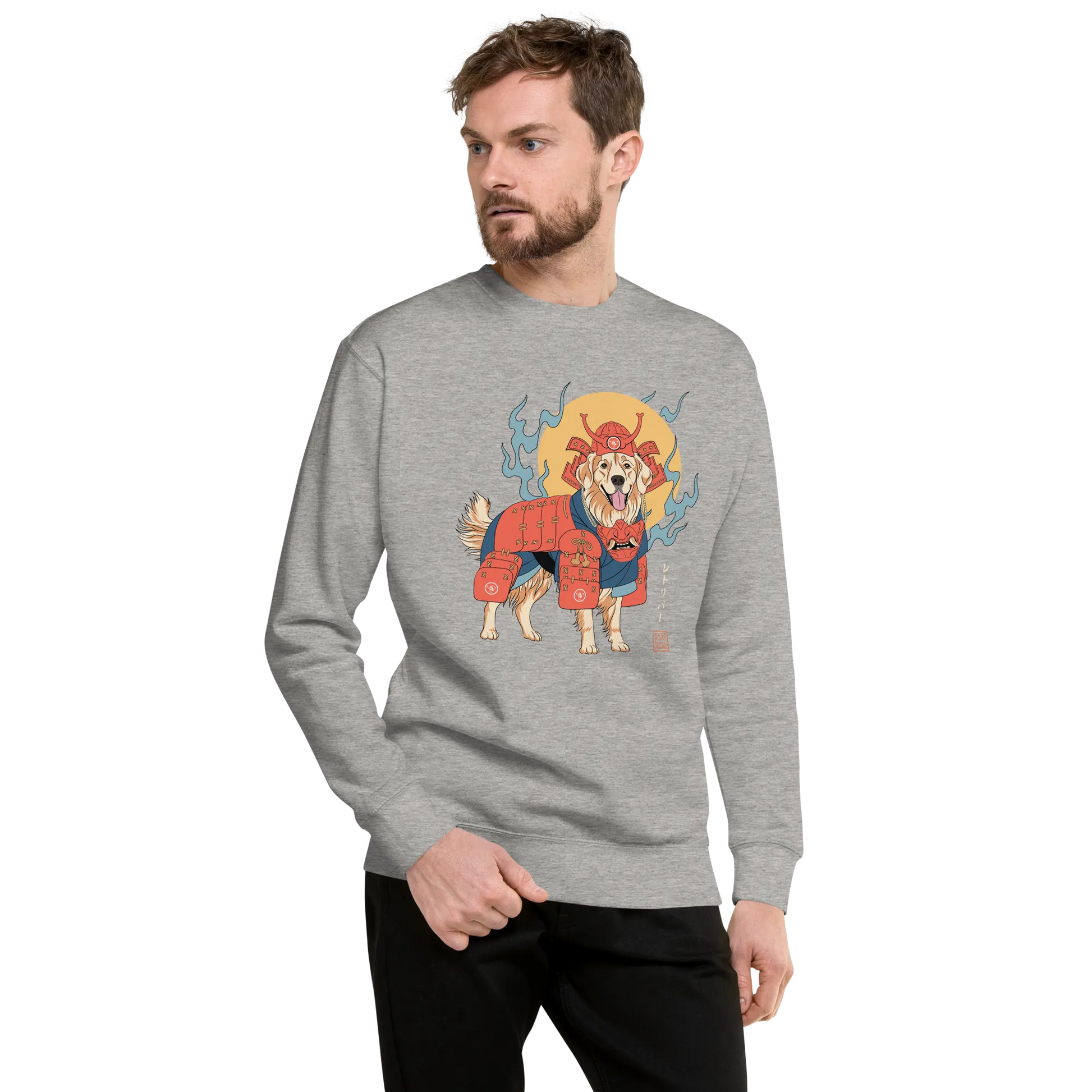 Golden Retriever Japanese Ukiyo-e Unisex Premium Sweatshirt -