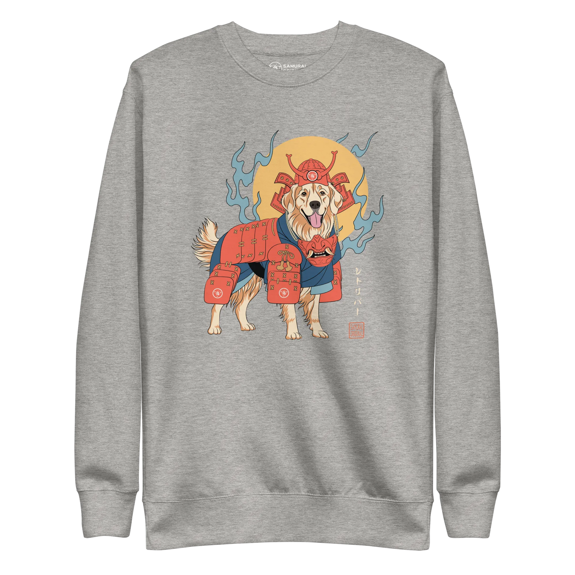 Golden Retriever Japanese Ukiyo-e Unisex Premium Sweatshirt - Carbon Grey / S