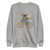 Onna Musha Riding Bicycle Japanese Ukiyo-e Unisex Premium Sweatshirt - Samurai Original