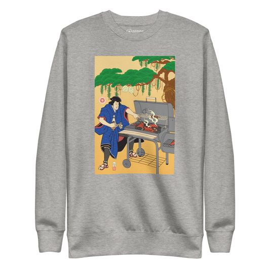 Samurai BBQ Barbecue Ukiyo-e Unisex Premium Sweatshirt