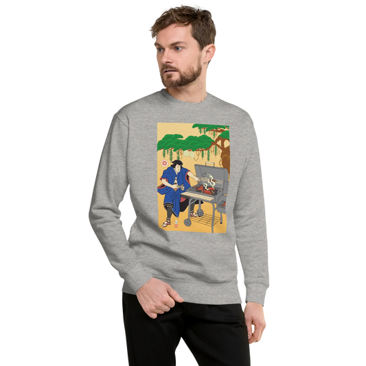 Samurai BBQ Barbecue Ukiyo-e Unisex Premium Sweatshirt