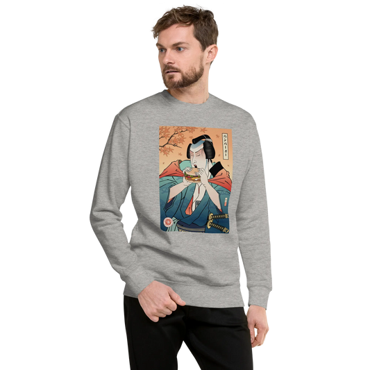 Samurai & Burger Fast Food Japanese Ukiyo-e Unisex Premium Sweatshirt