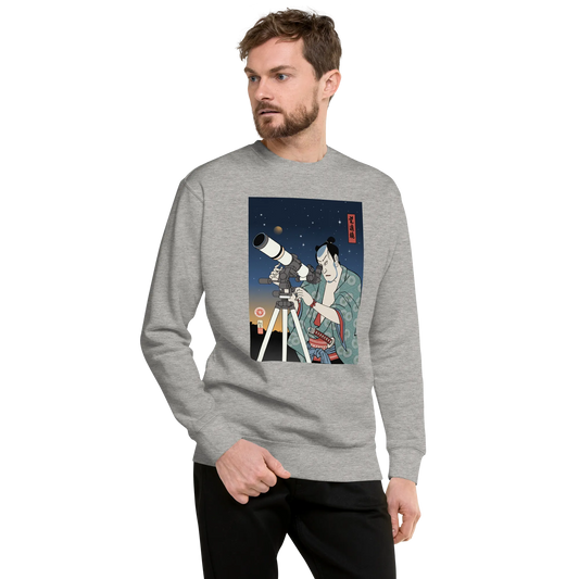 Samurai Astronomy Telescope Ukiyo-e Unisex Premium Sweatshirt