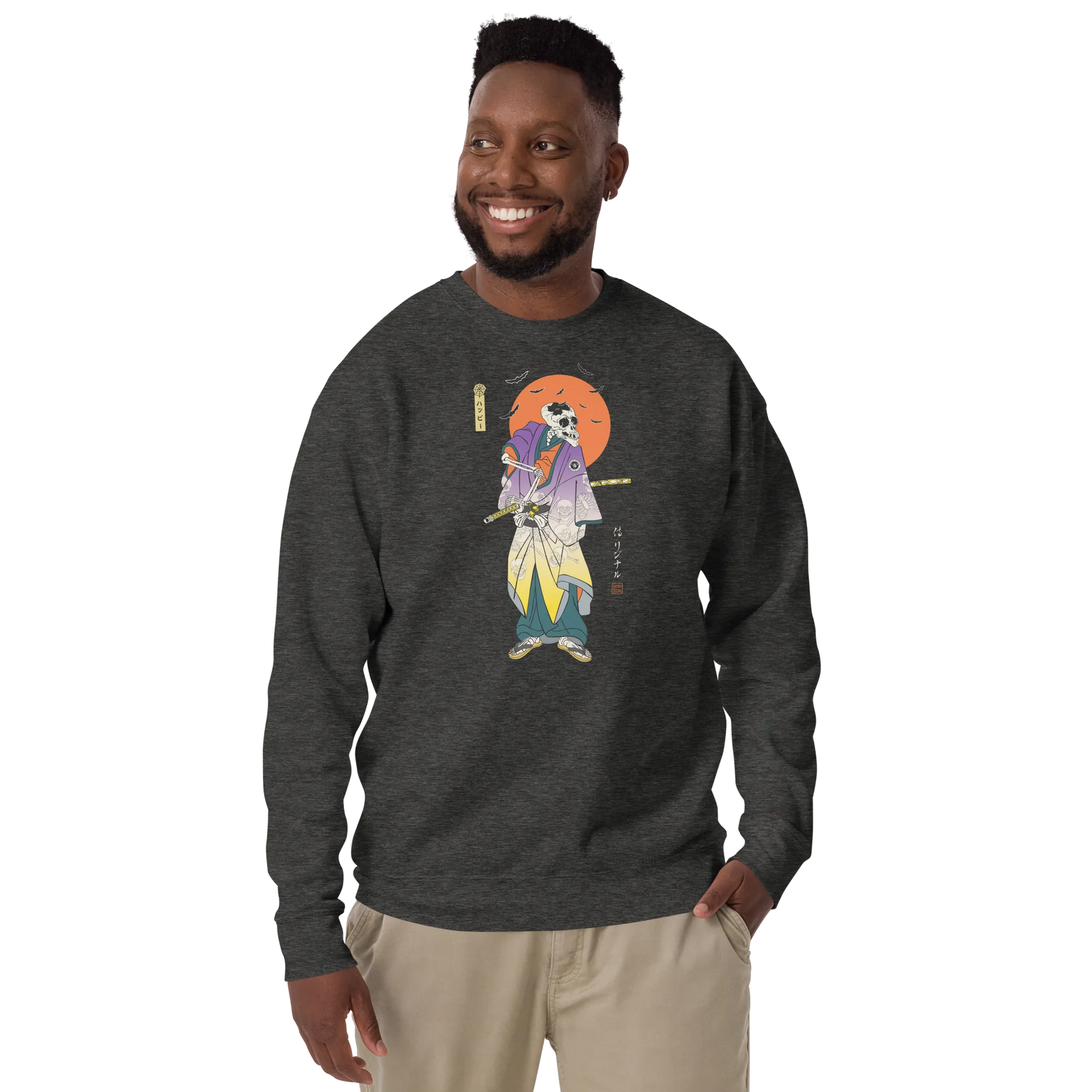 Halloween Samurai Skeleton Japanese Ukiyo-e Unisex Premium Sweatshirt -