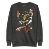 Koi Fish Japanese Ukiyo-e Unisex Premium Sweatshirt - Charcoal Heather / S