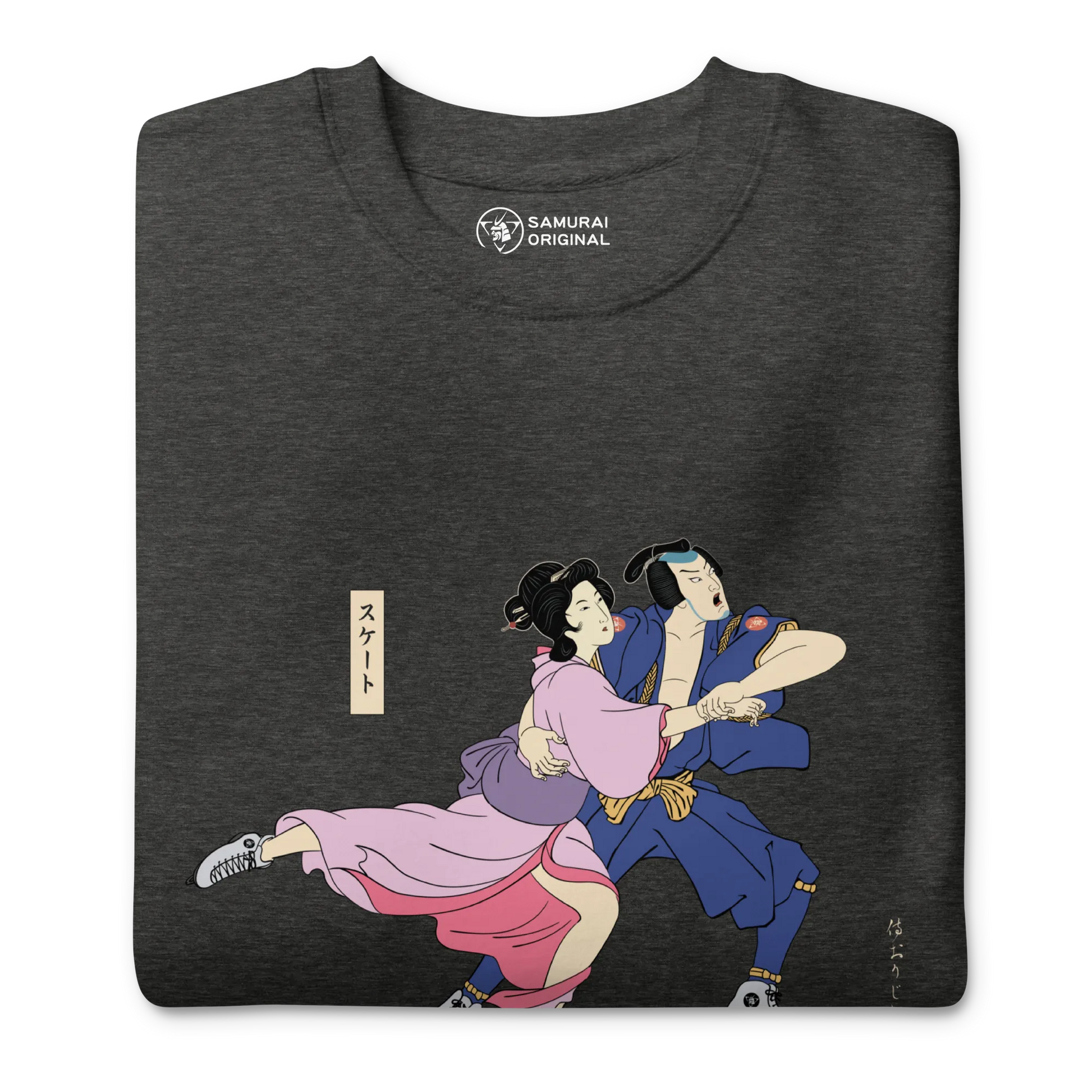 Samurai & Geisha Figure Skating Japanese Ukiyo-e Unisex Premium Sweatshirt - Samurai Original