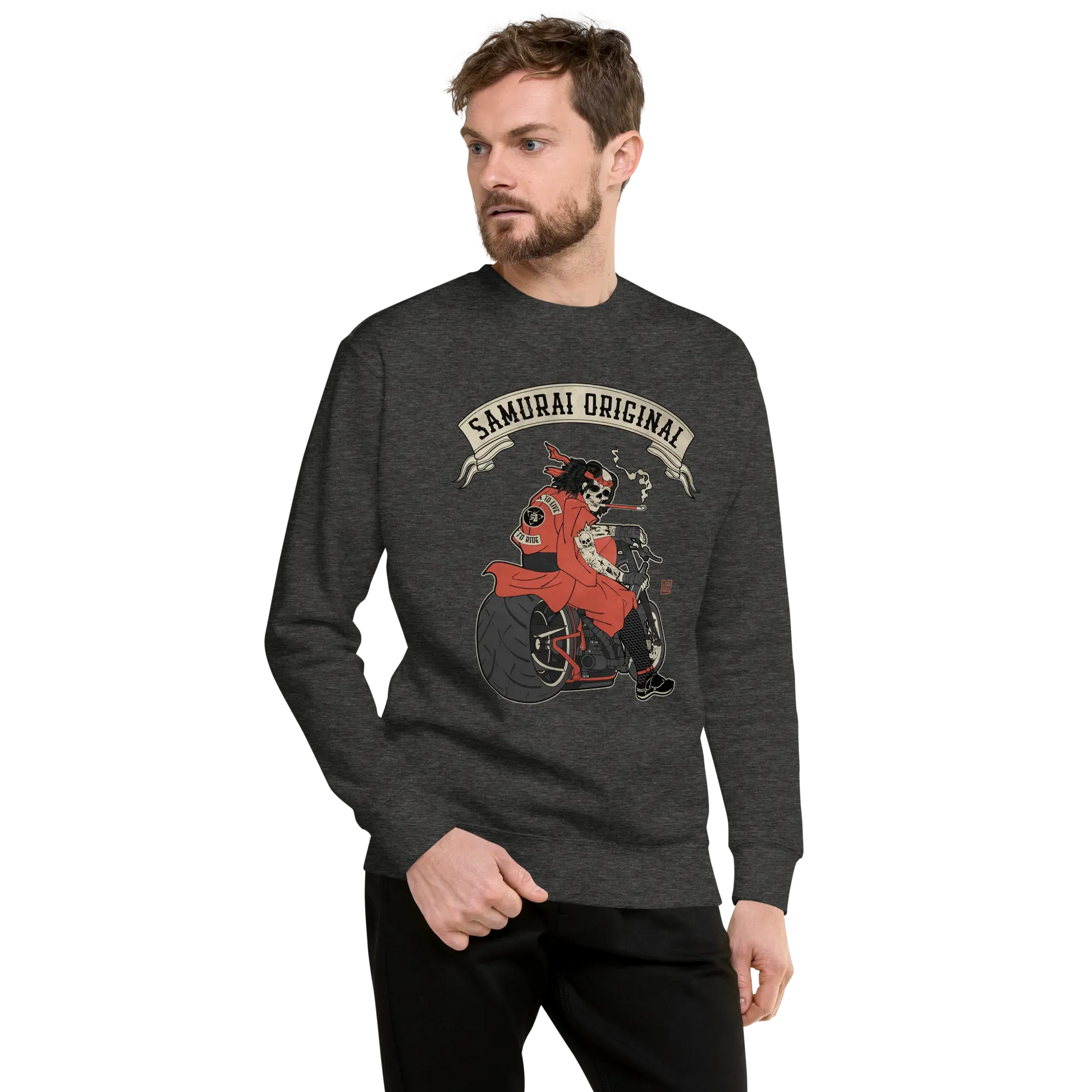 Samurai Choppers Biker Japanese Ukiyo-e Unisex Premium Sweatshirt - Samurai Original