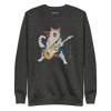 Cat Playing Guitar Japanese Ukiyo-e Unisex Premium Sweatshirt - Charcoal Heather / S